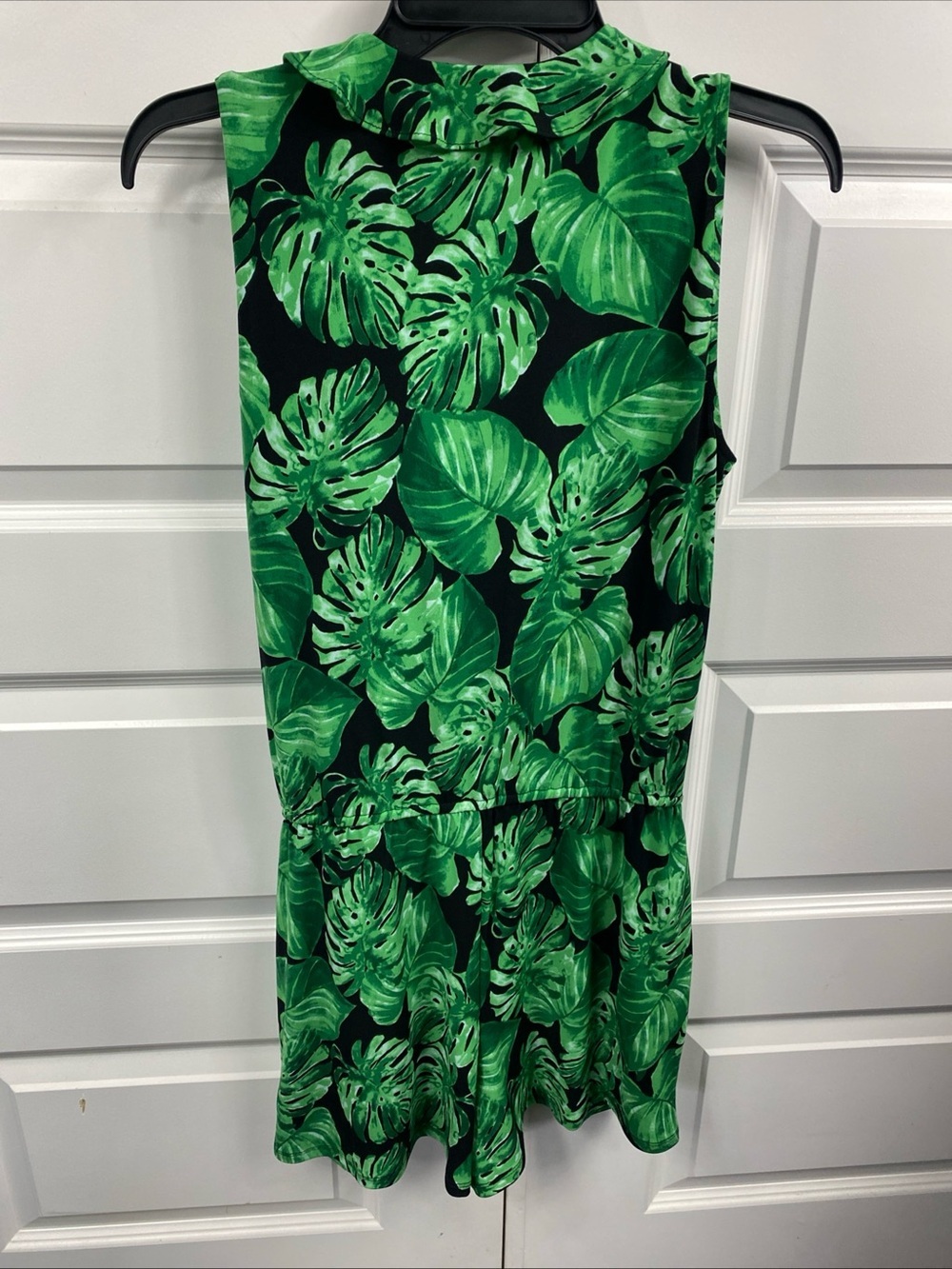 White House Black Market Orchid Palm Leaf Ruffle Summer Romper Tropical XS - Picture 6 of 9